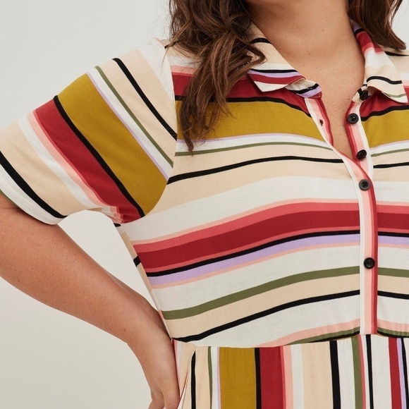 Torrid Striped Midi Dress with Button Detail - Picture 4 of 10